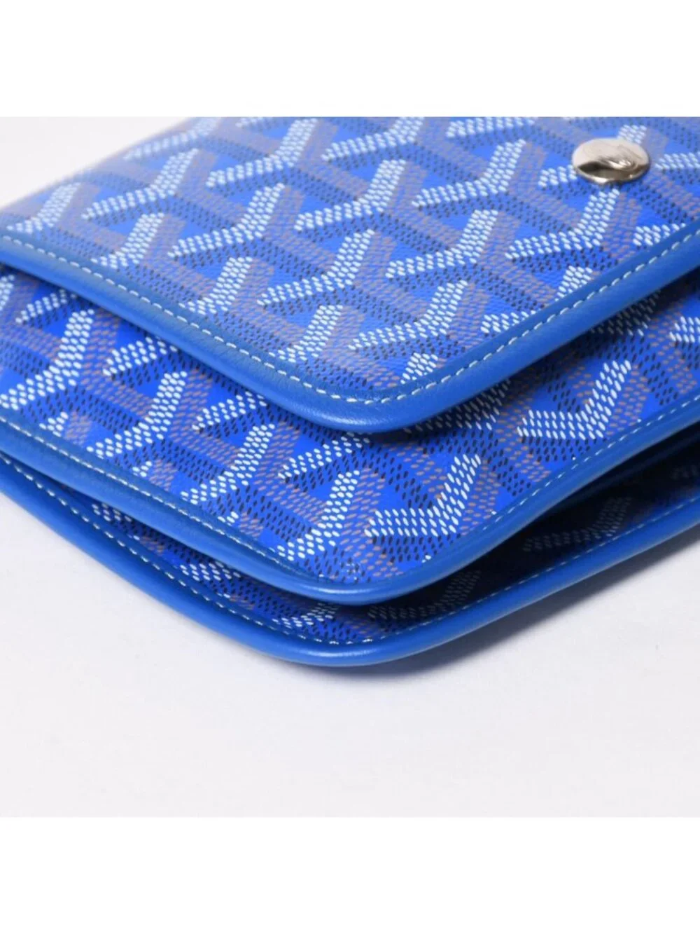 Goyard Plumet Pouch Wallet Shoulder Bag Blue Silver